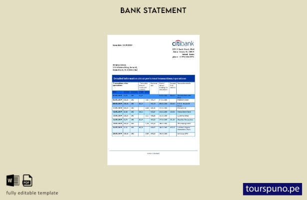 listo para imprimir plantilla de Word   comprobante de domicilio de Citibank de 